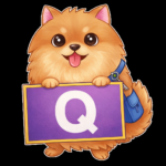 あんしん犬ナナが「Q」の札を持っているイラスト